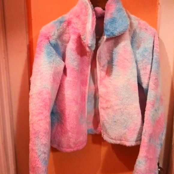 SHEIN Jackets & Blazers - Tie Dye Zipper Hooded Teddy Jacket
